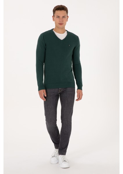 Erkek Koyu Yeşil Kazak /triko 50313668-VR079 fırsatları