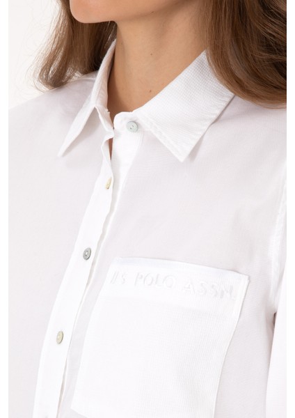 Kadın Beyaz Gömlek Desenli 50308971-VR013