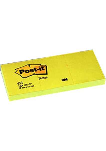 Post-It Yapışkanlı Not Kağıdı (4 Adet) 3 Blok 100 Yp 38X51 Sarı 653--