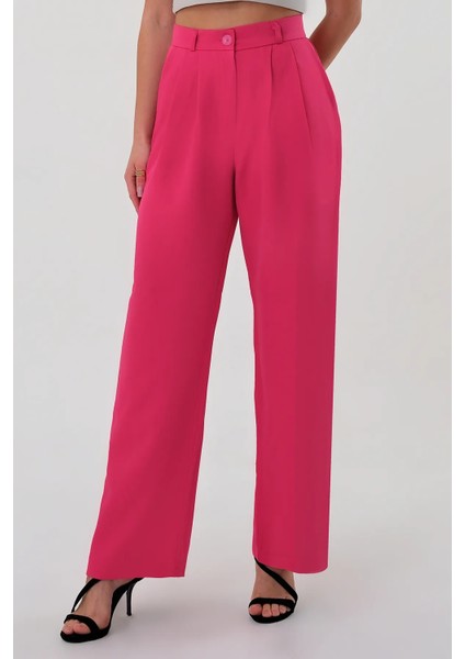 Kadın Zr Model Pembe Yüksek Bel Palazzo Pantolon - 10760 fiyatları