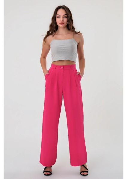 Kadın Zr Model Pembe Yüksek Bel Palazzo Pantolon - 10760 modelleri