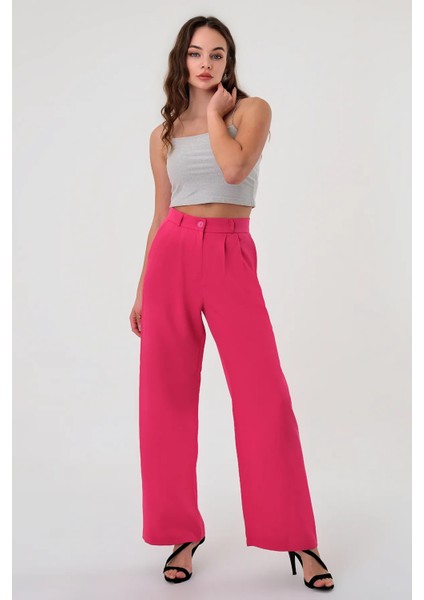 Kadın Zr Model Pembe Yüksek Bel Palazzo Pantolon - 10760 fırsatları