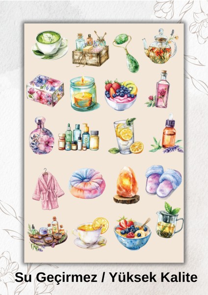 Cilt Bakımı, Kız Neşes, Matcha Sticker Ajanda Bullet Journal YRM0004