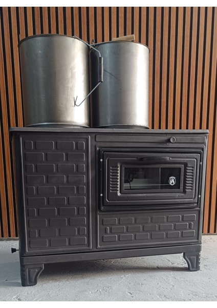 Mat Siyah 47'lik Döküm Tuğlalı Kovalı Kuzineli Emaye Soba fiyatları