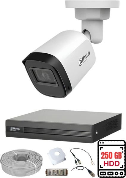 Dahua 1 Kameralı Gece Görüşlü Su Geçirmez Full Hd Güvenlik Kamerası Seti 250GB fiyatları