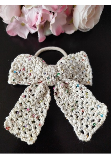 Fiyonk El Örgüsü Lastikli Toka Simli Pullu