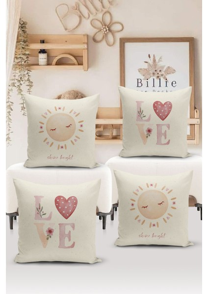 4'lü Kırlent Kılıf Seti Çocuk Bebek Odası Dijital Baskılı