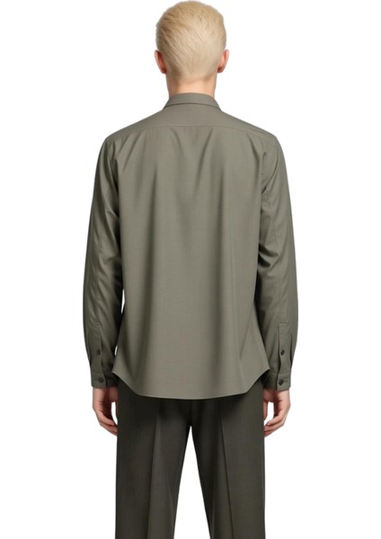 Erkek Casual Slim Fit Keten Görünümlü Apoletli Düğmeli Yaka Uzun Kollu Pamuk Gömlek Modern modelleri