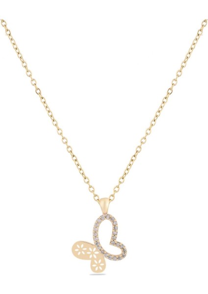 Zirkon Kolye Gold 45 cm