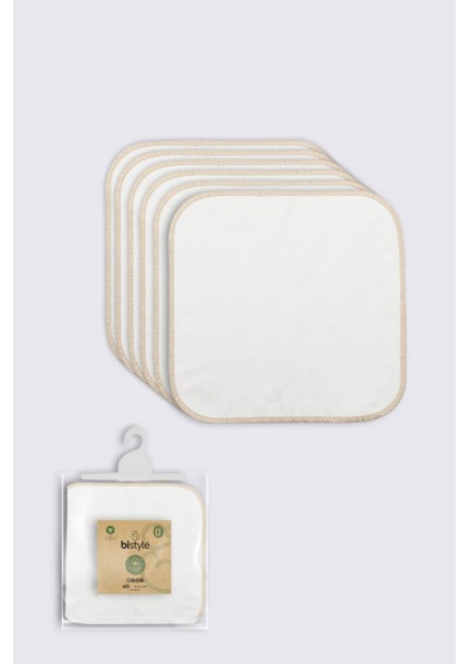 Bistyle Organik 28X28 6'lı Penye Mendil 90103 Ekru