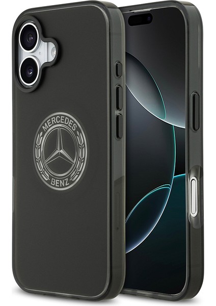 iPhone 17 Uyumlu Kılıf Mercedes Benz Lisanslı M-Safeli Buzlu Pc Nostaljik Yıldız Dizayn Kapak Siyah