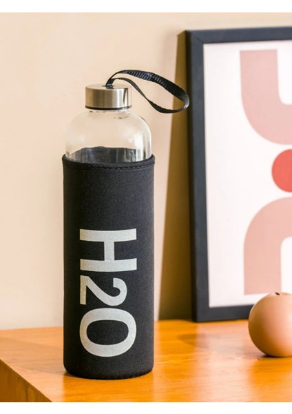 H2O Kılıflı Cam Matara 600 ml