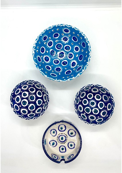 Nazar Boncuklu Hand Made Sunum 4’lü Çerezlik Seti