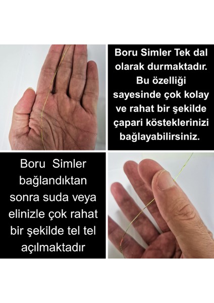 Hazır Çapari Kombini Boru Sim Ultraviyole Uv Neon Fıstık Yeşili - Kırmızı Makarada