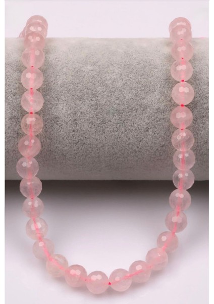 Pembe Kuvars (A Kalite) Doğal Taş Dizi 8 mm Fasetli Yuvarlak Kesim fiyatları