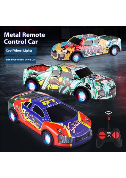 1 Adet Metal Gövdeli Tekerlekleri Işıklı Drift Atabilen Şarjlı Uzaktan Kumandalı Yarış Arabası 1:24