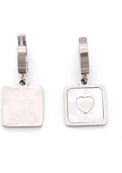 Çelik Sallantılı Küpe Kalpli Detaylı Halka Model UNK-813