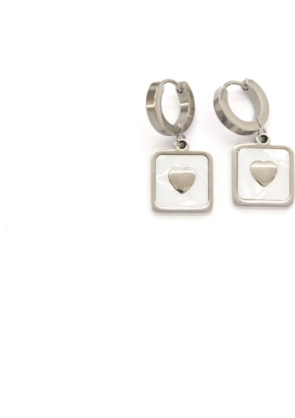 Çelik Sallantılı Küpe Kalpli Detaylı Halka Model UNK-813 fiyatları