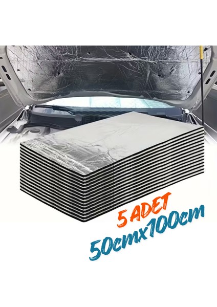 Araç Oto Kaput Kapı Taban Davlumbaz Ses Yalıtım Malzemesi 6mm Alm. Folyolu Kauçuk 50CMX100CM 5ADET
