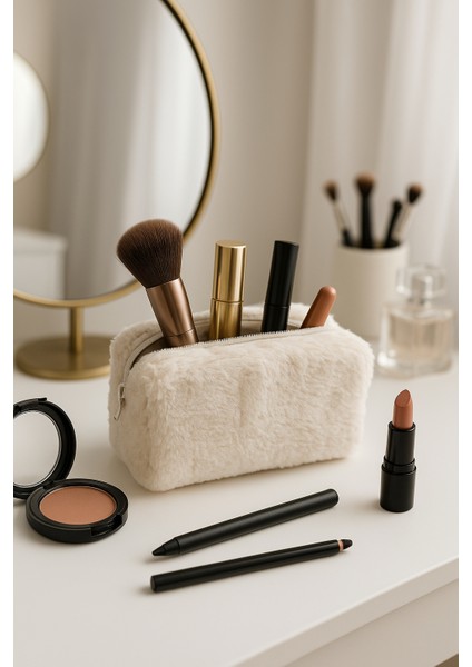 Peluş Yumuşacık Makyaj Çantası - Kozmetik Organizeri