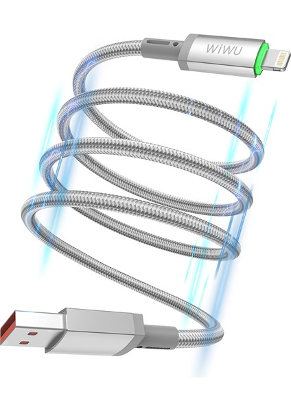 WI-C081 Maglink Serisi Işıklı Magnetik Usb-A To Lightning Işıklı Data ve Şarj Kablosu 1m Gri fiyatları