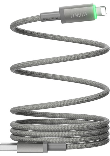 WI-C081 Maglink Serisi Işıklı Magnetik Usb-A To Lightning Işıklı Data ve Şarj Kablosu 1m Gri modelleri