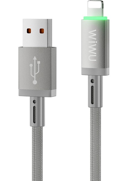 WI-C081 Maglink Serisi Işıklı Magnetik Usb-A To Lightning Işıklı Data ve Şarj Kablosu 1m Gri fırsatları