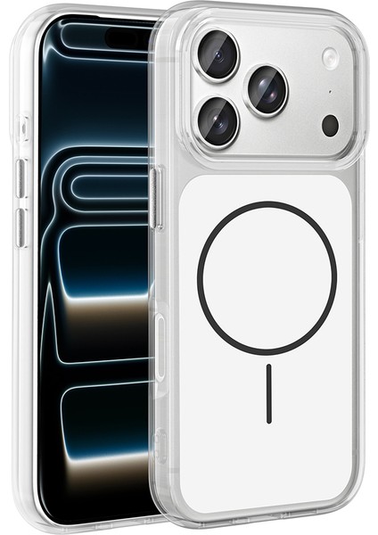 Apple iPhone 17 Pro Kılıf M-Safe Şarj Özellikli Metal Buton Tasarımlı Ikonik Sert Silikon Kapak - Mav fiyatları