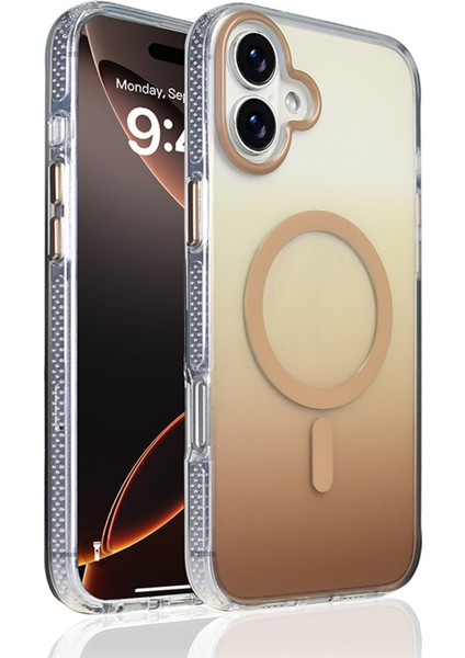 Apple iPhone 16 Plus Uyumlu M-Safe Şarj Özellikli Transparan Renk Geçişli Kılıf
