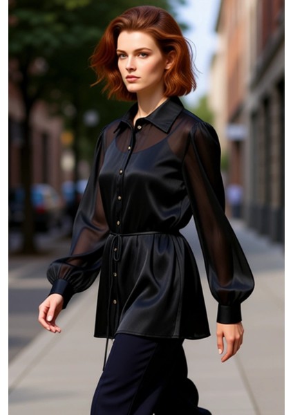 Kadın Saten Dokuma Gömlek Fonksiyonel Dayanıklı Kaliteli Konforlu Estetik Premium Modern Şık