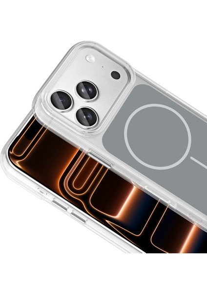 Apple iPhone 17 Pro Max Kılıf M-Safe Şarj Özellikli Metal Buton Tasarımlı Ikonik Sert Silikon Kapak -