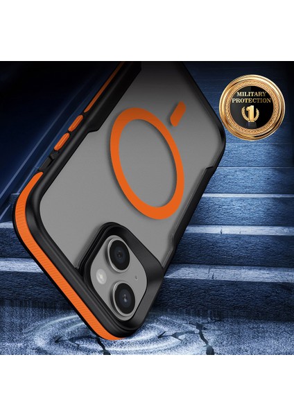 Joie Creatif Apple iPhone 13 Kılıf M-Safe Şarj Özellikli Renkli Kenar Airbag Şeritli Lamer Kapak - Kırmızı modelleri