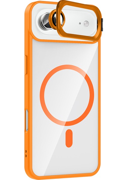 Apple iPhone 17 Air Kılıf Standlı ve Kamera Lens Hediyeli M-Safe Şarj Özellikli Etro Kapak - Pembe