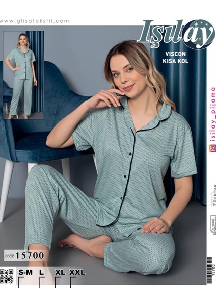 Viskon Düğmeli Kadın Pijama Takım