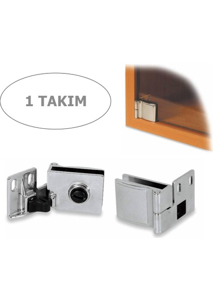 Osena Cam Menteşesi Metal Krom 6 mm Cam Için 1 Takım