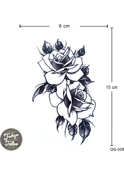 Geçici Dövme 1-2 Hafta Kalıcı Minimal Gül Dövmesi