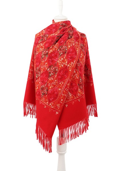 Kırmızı Nakışlı Kışlık Şal fiyatları