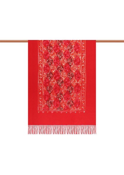 Kırmızı Nakışlı Kışlık Şal modelleri