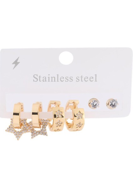 Çelik Altılı Küpe Gold