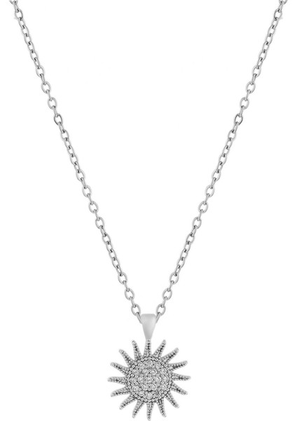 Zirkon Kolye Silver 45 cm