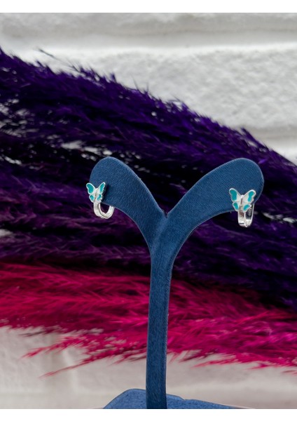 925 Ayar Gümüş Mineli Kelebek Tasarım Çocuk Küpesi – Kız Çocuklar Için Zarif Gümüş Küpe fiyatları