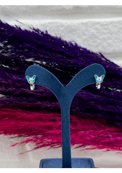 925 Ayar Gümüş Mineli Kelebek Tasarım Çocuk Küpesi – Kız Çocuklar Için Zarif Gümüş Küpe modelleri