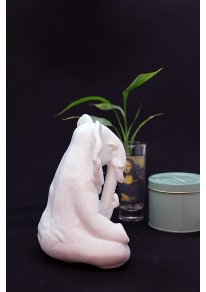 🕉️ Meditatif Yogi Fil Figürü | Mermer Görünümlü 3D Baskı Dekoratif Obje