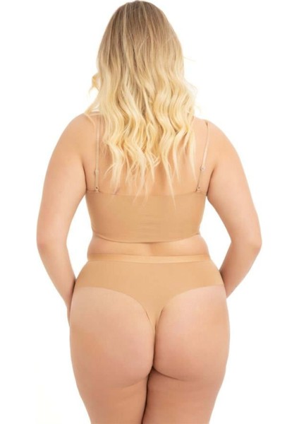 File Detaylı Beli Lastikli Lazer Kesim Büyük Beden Kadın Tanga Külot 3'lü Paket-2 fiyatları