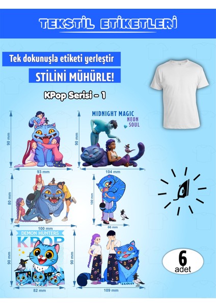 Ütü ile Yapışan Kıyafet Etiketi Kpop Serisi-1 6lı Set