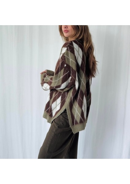 Baklava Desen Sakallı Triko Kazak modelleri