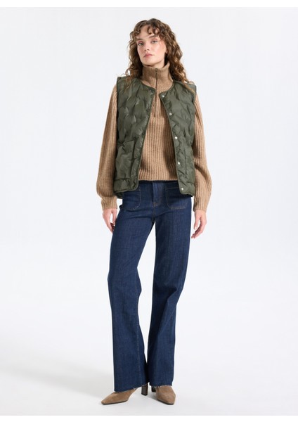 Yüksek Bel Düz Paça Bol Kesim Koyu Indigo Kadın Denim Pantolon J5WL-PNT7119 fiyatları