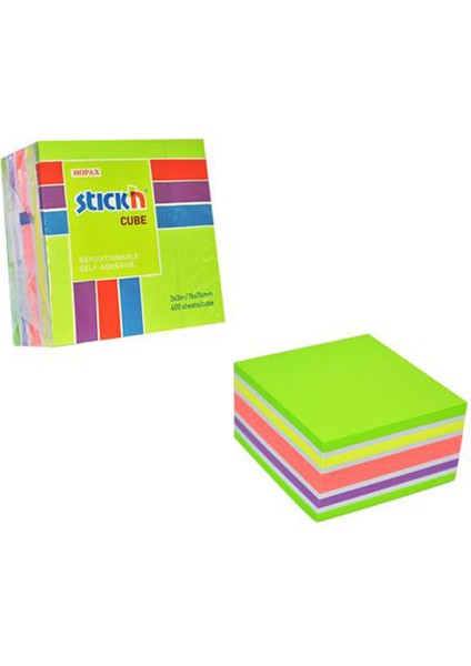 Hopax Stıckn Yapışkanlı Not Kağıdı Küp 400 Yp 76X76 5 Np Mıx-A Renk 21537