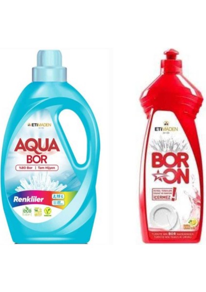 Aquabor Doğal Sıvı Çamaşır Deterjanı Renkliler Için 33 Yıkama Bulaşık Deterjanı 820 ml