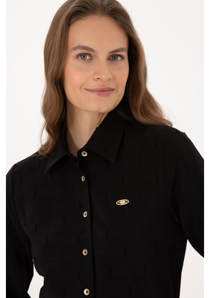 Kadın Siyah Gömlek Desenli 50308707-VR046 fiyatları